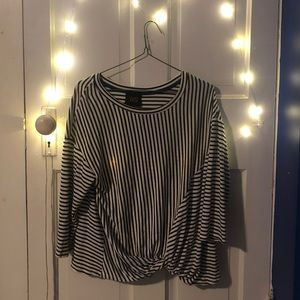 Black and White Striped Tied Shirt